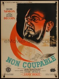 2t726 NON COUPABLE French 23x32 1947 Henri Decoin, Roger Vacher art of Michel Simon, Jany Holt!