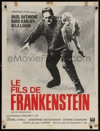 2t747 SON OF FRANKENSTEIN French 24x32 R1969 image of Boris Karloff carrying child by Xarrie!