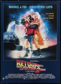 2t773 BACK TO THE FUTURE II French 16x22 1989 Michael J. Fox & Christopher Lloyd by Drew Struzan!