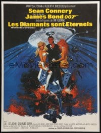 2t780 DIAMONDS ARE FOREVER French 17x22 R1980s Sean Connery as James Bond 007 by Robert McGinnis!