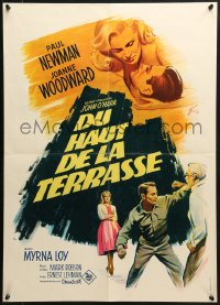 2t787 FROM THE TERRACE French 20x28 1960 artwork of Paul Newman & sexy Joanne Woodward!