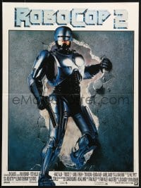 2t811 ROBOCOP 2 French 15x20 1990 great close up of cyborg policeman Peter Weller, sci-fi sequel!
