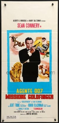 2t852 GOLDFINGER Italian locandina R1970s different art of Sean Connery as James Bond 007!