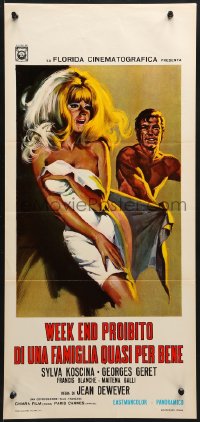 2t866 LES JAMBES EN L'AIR Italian locandina 1971 Picchioni art of naked man & woman fooling around!