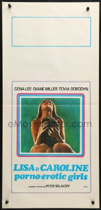 2t868 LISA & CAROLINE PORNO EROTIC GIRLS Italian locandina 1970s Peter Blakoff, really sexy artwork
