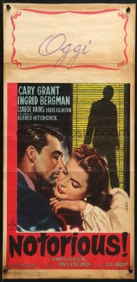 2t880 NOTORIOUS Italian locandina R1960 Cary Grant & Ingrid Bergman, Alfred Hitchcock, rare!