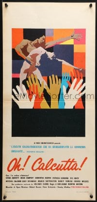 2t881 OH CALCUTTA Italian locandina 1973 Jacques Levy directed sex musical, art of naked couple!
