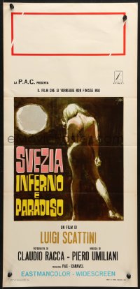 2t895 SWEDEN HEAVEN & HELL Italian locandina 1969 full-length Symeoni art of naked woman!