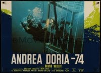 2t918 ANDREA DORIA - 74 Italian 26x36 pbusta 1970 cool underwater image of shark cage & scuba divers!