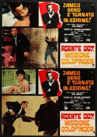 2t982 GOLDFINGER group of 5 Italian 19x27 pbustas 1965 Sean Connery as James Bond + Honor Blackman!