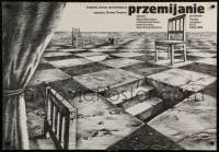 2t556 QUESTION OF TIME Polish 27x39 1983 really cool Janusz Oblucki art of chessboard landscape!