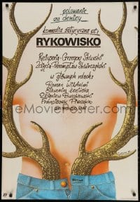 2t561 RYKOWISKO Polish 27x39 1987 Witold Skurski, wild Edward Lutczyn art of antlers in pants!