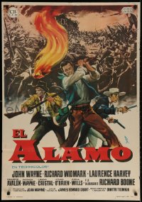 2t079 ALAMO Spanish 1960 great art of John Wayne & Richard Widmark in Texas by MCP!
