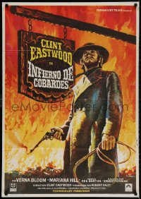 2t095 HIGH PLAINS DRIFTER Spanish 1973 classic art of Clint Eastwood holding gun & whip by Mac!