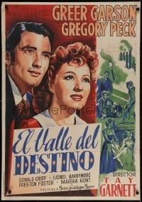 2t102 VALLEY OF DECISION Spanish 1947 art of pretty Greer Garson romanced by Gregory Peck!