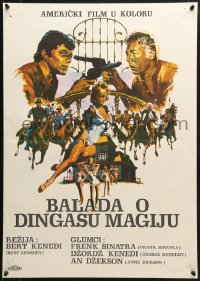2t117 DIRTY DINGUS MAGEE Yugoslavian 20x28 1972 art of Frank Sinatra & Kennedy holding guns on each other!