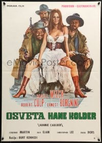2t120 HANNIE CAULDER Yugoslavian 20x28 1972 cowgirl Raquel Welch, Elam, Culp, Borgnine by Ciriello!
