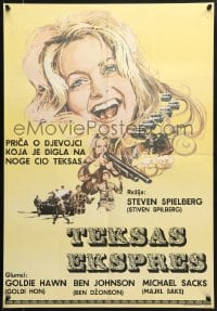 2t134 SUGARLAND EXPRESS Yugoslavian 19x27 1974 Steven Spielberg, Goldie Hawn, different art!