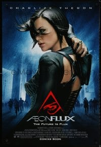 2w606 AEON FLUX advance DS 1sh 2005 sexy futuristic Charlize Theron in black outfit!