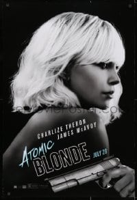 2w617 ATOMIC BLONDE teaser DS 1sh 2017 great close-up portrait of sexy Charlize Theron with gun!