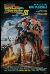 2w628 BACK TO THE FUTURE III advance DS 1sh 1990 Michael J. Fox, Chris Lloyd, Zemeckis, Drew art!