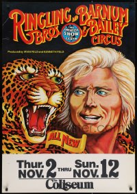 2w025 RINGLING BROS & BARNUM & BAILEY CIRCUS 28x40 circus poster 1970s jaguar & Gebel-Williams!