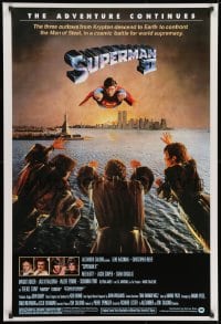 2w224 SUPERMAN II 27x40 commercial poster 2006 Reeve & villains flying over New York City!