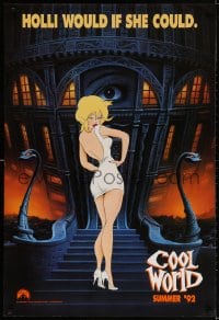 2w665 COOL WORLD teaser 1sh 1992 cartoon art of Kim Basinger as Holli, she would if she could!