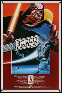 2w693 EMPIRE STRIKES BACK style A Kilian 1sh R1990 George Lucas sci-fi classic, cool art by Noble!
