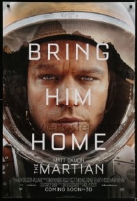 2w828 MARTIAN style A int'l advance DS 1sh 2015 close-up of astronaut Matt Damon, bring him home!
