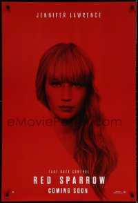 2w892 RED SPARROW style A int'l teaser DS 1sh 2018 portrait of Jennifer Lawrence over red background!