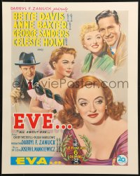 2w154 ALL ABOUT EVE 16x20 REPRO poster 1990s Anne Baxter & George Sanders, Bette Davis!