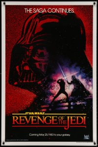 2w898 RETURN OF THE JEDI dated teaser 1sh 1983 George Lucas' Revenge of the Jedi, Drew Struzan art!