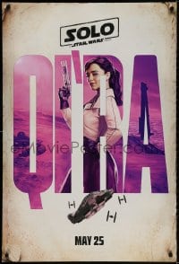 2w923 SOLO teaser DS 1sh 2018 A Star Wars Story, Howard, classic title, sexy Emilia Clarke as Qi'ra!
