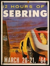 2w426 12 HOURS OF SEBRING 18x23 special poster 1964 Ford GT40 and a Ferrari 250 GTO by Schulz!