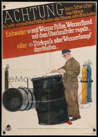 2w432 ACHTUNG BEIM SCHWEISSEN 17x23 German special poster 1950s laborer welding by Amtsberg!