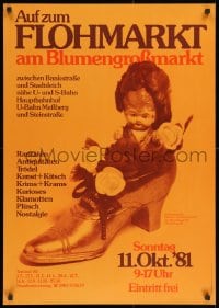 2w441 AUF ZUM FLOHMARKT 23x33 German special poster 1981 Paul-Helmut Zrocke image of a figurine!
