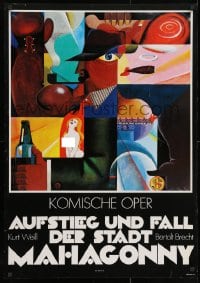 2w357 AUFSTIEG UND FALL DER STADT MAHAGONNY 26x37 East German stage poster 1979 Henning art!