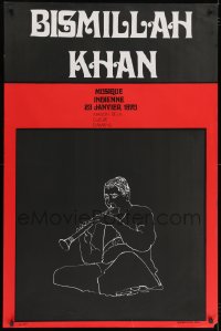 2w270 BISMILLAH KHAN 31x47 French music poster 1970 promoting concert in Amiens, France!
