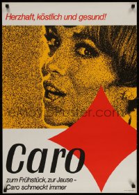 2w301 CARO 23x33 Austrian advertising poster 1960s Caro tastes good, smiling woman by Walter Muller