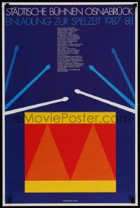2w374 EINLADUNG ZUR SPIELZEIT 1987-88 22x33 German stage poster 1987 art of a drum and sticks by Arnoldi!