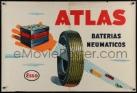 2w304 ESSO 30x44 Argentinean advertising poster 1962 art of a hand holding battery through tire!