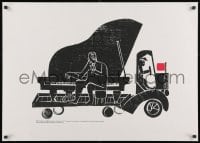 2w049 HAP GRIESHABER 24x34 German art print 1977 man playing piano on back of truck!