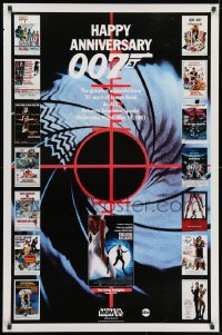 2w186 HAPPY ANNIVERSARY 007 tv poster 1987 25 years of James Bond, cool image of many 007 posters!