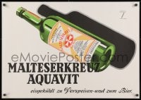 2w332 MALTESERKREUZ AQUAVIT 23x33 German advertising poster 1960s great Ludwig Hohlwein bottle art!