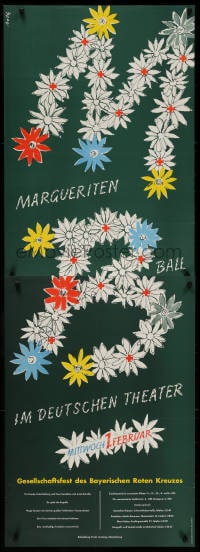 2w524 MARGUERITEN BALL 23x66 German special poster 1960s art of flowers that form initials!