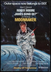 2w172 MOONRAKER mini poster 1979 art of Roger Moore as Bond in space by Goozee!