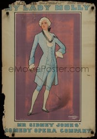 2w399 MY LADY MOLLY 20x29 English stage poster 1902 well-dressed person holding sword by Greenbank!