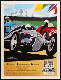 2w537 NORM THOMPSON HISTORIC RACES 19x25 special poster 1994 artwork of car race by Randell T. Swann!