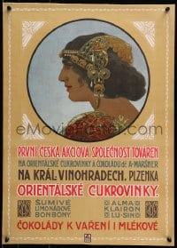 2w336 ORIENTALSKE CUKROVINKY 17x24 Czech advertising poster 1900s woman wearing an ornate headband!